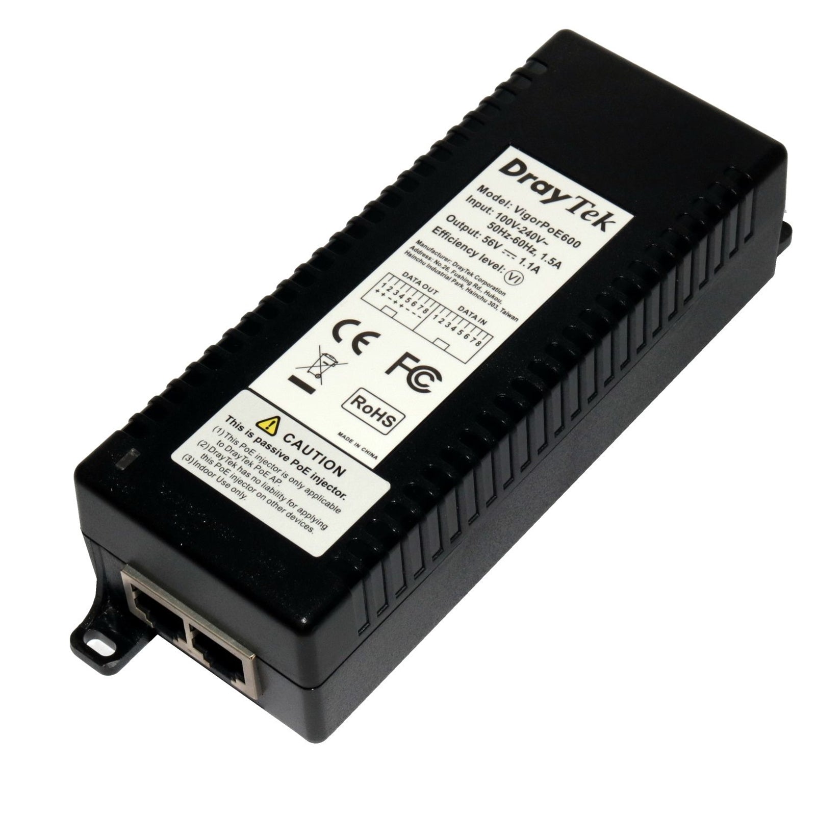 DrayTek VigorPoE-600 Gigabit Passive PoE Injector 16W High-Power DrayTek VigorPoE-600 Gigabit Passive PoE Injector 16W High-Power
